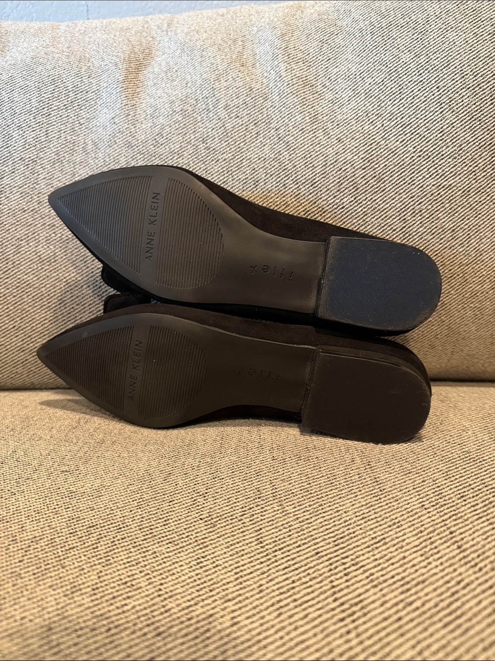 Anne Klein Black Pointed-Toe Ballet Flat with Bow Accent - Picture 5 of 5